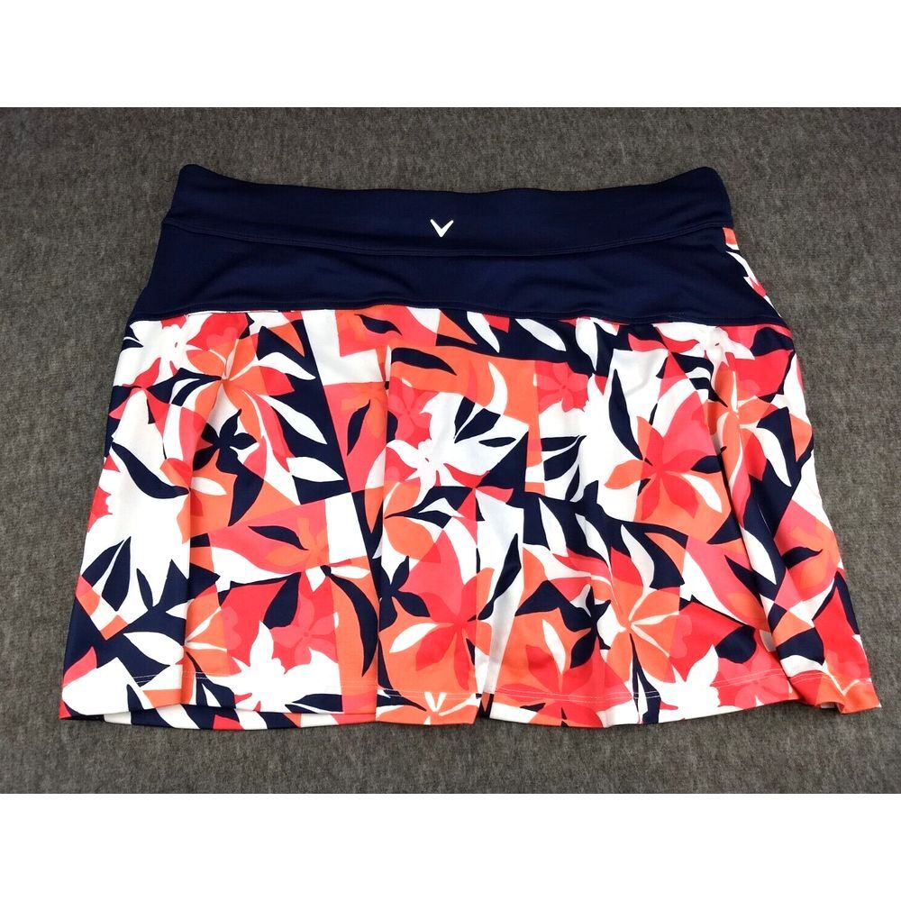 Callaway Opti-Dri Golf Skort TrueSculpt Navy Blue Coral Floral Athletic Womens L